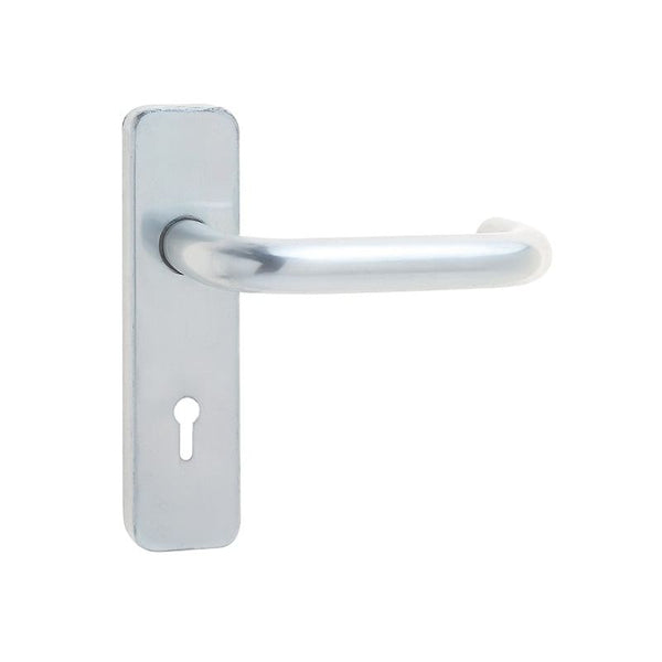 19mm Round Bar Door Handle on Lockplate Satin Anodised Aluminium - J4670B - Choice Handles