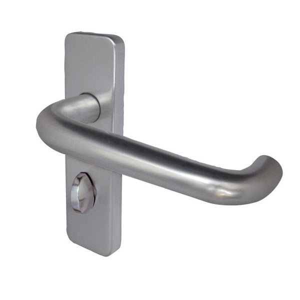 19mm Round Bar Door Handle on Bathroom Plate Satin Anodised Aluminium - J4673B - Choice Handles