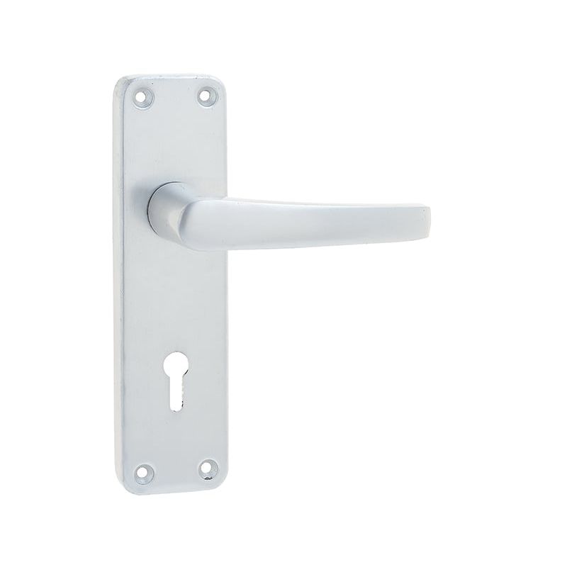 Jedo - Contract Door Handle on Lockplate - Satin Anodised Aluminium