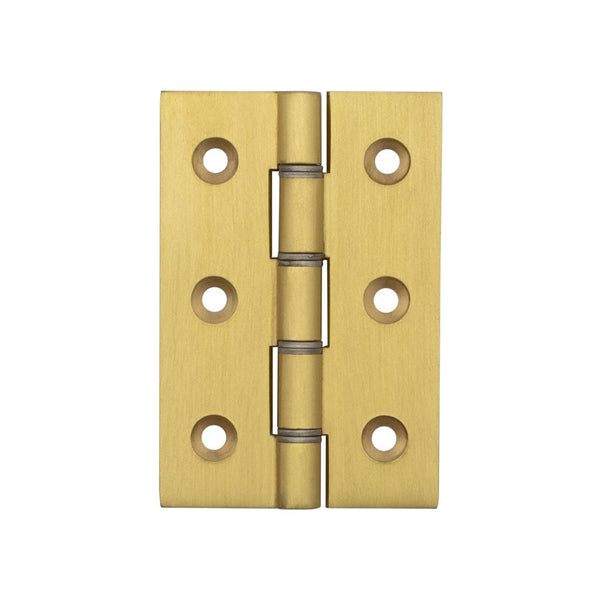 Double Phosphor Bronze Washered Hinges 76x50x2.5mm Satin Brass - J9017SB - Choice Handles