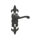 Frelan - Fleur De Lys Door Handles On Backplate - Lever Lock - Black Antique - JAB83 - Choice Handles