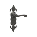 Frelan - Fleur De Lys Door Handles On Backplate - Latch - Black Antique - JAB501 - Choice Handles