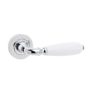 Frelan - Oxford White Door Handles On Round Rose - Polished Chrome - JC6002PC - Choice Handles