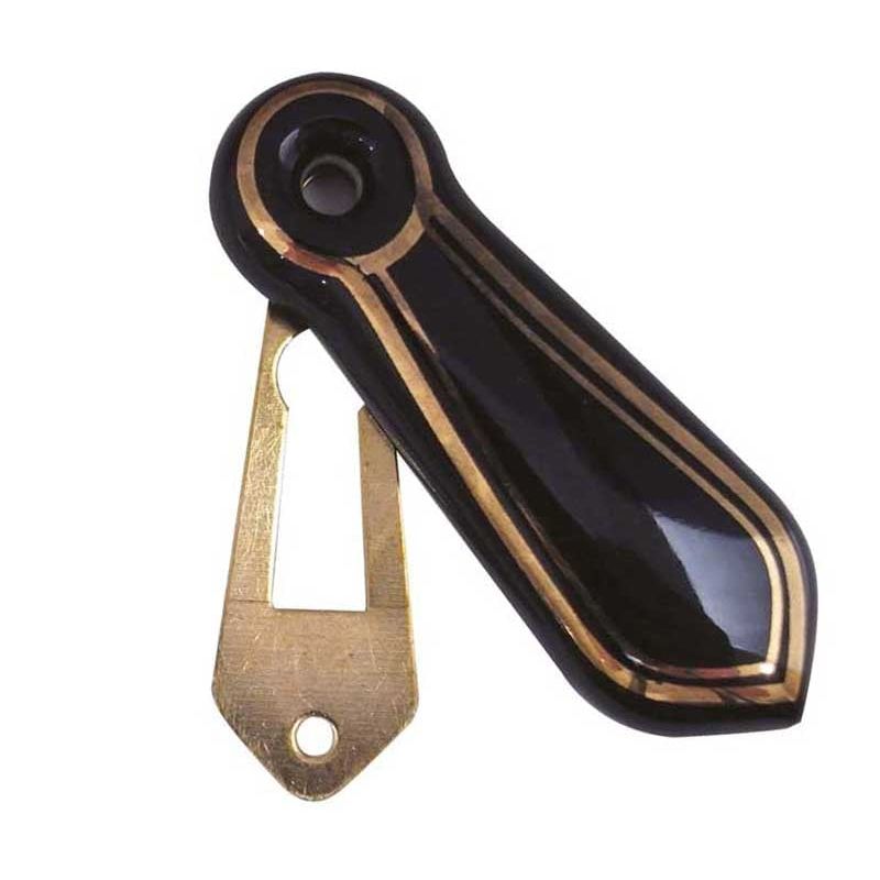 Jedo Porcelain Covered Escutcheon Black Goldline - JC72 - Choice Handles