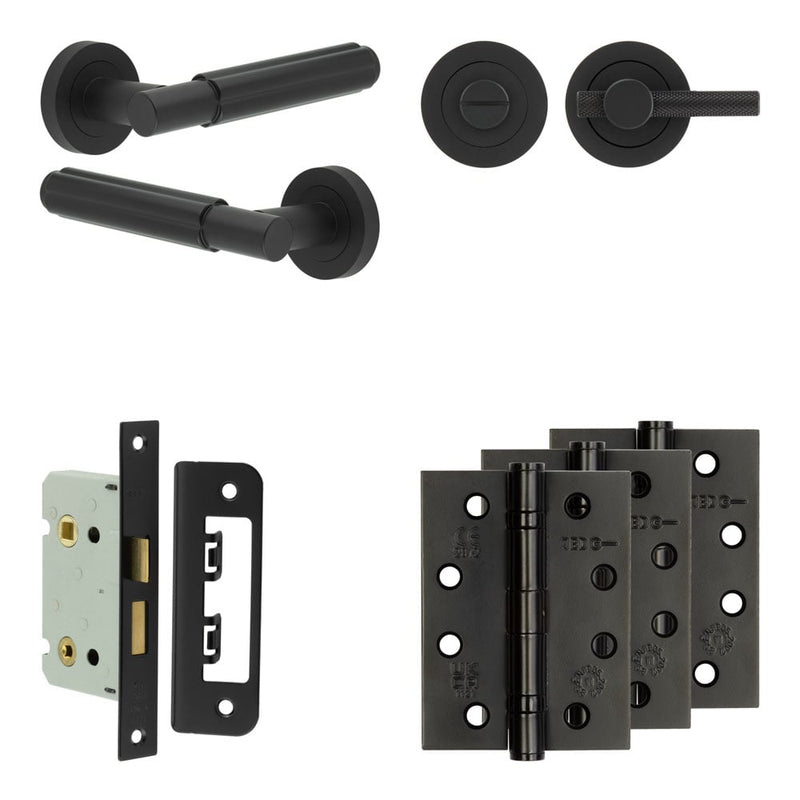 Complete Bloom Door Handle Pack - Bathroom - Black - JE-B5A1-MB