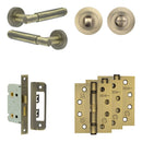 Complete Bloom Door Handle Pack - Bathroom - Antique Brass - JE-B5A3-AB - Choice Handles