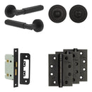 Complete Bloom Door Handle Pack - Bathroom - Black - JE-B5A3-MB - Choice Handles