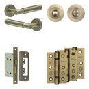 Complete Bloom Door Handle Pack - Bathroom - Antique Brass - JE-B5B3-AB - Choice Handles