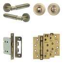 Complete Bloom Door Handle Pack - Bathroom - Antique Brass - JE-B6A3-AB - Choice Handles