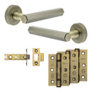Complete Hex Door Handle Pack - Internal Doors - Antique Brass - JE-C3B-AB - Choice Handles