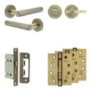 Complete Hex Door Handle Pack - Bathroom - Antique Brass - JE-C5A2-AB - Choice Handles