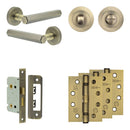 Complete Hex Door Handle Pack - Bathroom - Antique Brass - JE-C5A3-AB - Choice Handles
