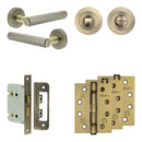 Complete Hex Door Handle Pack - Bathroom - Antique Brass - JE-C6A3-AB - Choice Handles