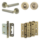 Complete Hex Door Handle Pack - Bathroom - Antique Brass - JE-C6B3-AB - Choice Handles