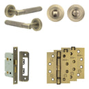 Complete Bari Door Handle Pack - Bathroom - Antique Brass - JE-D5A3-AB - Choice Handles