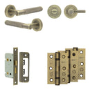Complete Bari Door Handle Pack - Bathroom - Antique Brass - JE-D5B1-AB - Choice Handles