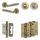 Complete Bari Door Handle Pack - Bathroom - Antique Brass - JE-D5B3-AB - Choice Handles
