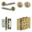 Complete Bari Door Handle Pack - Bathroom - Antique Brass - JE-D6A3-AB - Choice Handles