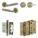 Complete Bari Door Handle Pack - Bathroom - Antique Brass - JE-D6B2-AB - Choice Handles