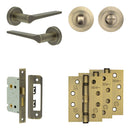 Complete Gio Door Handle Pack - Bathroom - Antique Brass - JE-E5A3-AB - Choice Handles