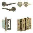 Complete Gio Door Handle Pack - Bathroom - Antique Brass - JE-E5B2-AB - Choice Handles