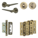 Complete Gio Door Handle Pack - Bathroom - Antique Brass - JE-E5B3-AB - Choice Handles