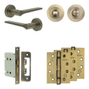 Complete Gio Door Handle Pack - Bathroom - Antique Brass - JE-E6A3-AB - Choice Handles