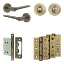 Complete Gio Door Handle Pack - Bathroom - Antique Brass - JE-E6B3-AB - Choice Handles