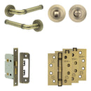 Complete Midtown Door Handle Pack - Bathroom - Antique Brass - JE-G5A3-AB - Choice Handles