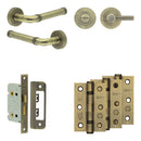 Complete Midtown Door Handle Pack - Bathroom - Antique Brass - JE-G5B1-AB - Choice Handles