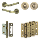 Complete Midtown Door Handle Pack - Bathroom - Antique Brass - JE-G5B3-AB - Choice Handles