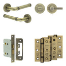 Complete Midtown Door Handle Pack - Bathroom - Antique Brass - JE-G6B1-AB - Choice Handles