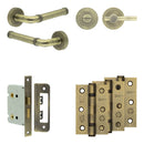 Complete Midtown Door Handle Pack - Bathroom - Antique Brass - JE-G6B2-AB - Choice Handles