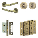 Complete Midtown Door Handle Pack - Bathroom - Antique Brass - JE-G6B3-AB - Choice Handles