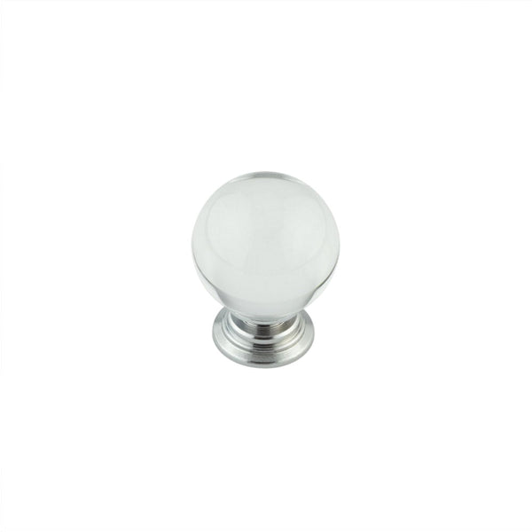 Jedo - 30mm Polised Chrome Clear Glass Ball Cupboard Knob - JH4151-30PC - Choice Handles