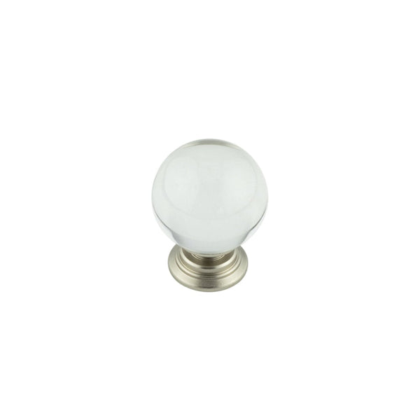 Jedo - 30mm Satin Nickel Clear Glass Ball Cupboard Knob - JH4151-30SN - Choice Handles
