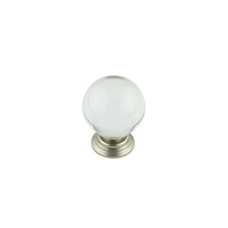 Jedo - 30mm Satin Nickel Clear Glass Ball Cupboard Knob - JH4151-30SN - Choice Handles