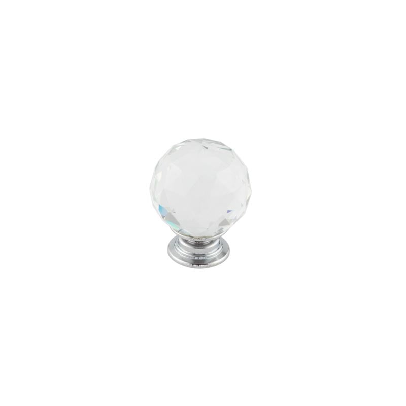 Kontrax Faceted Glass Cupboard Knob 30mm Polished Chrome - JH4155-30PC - Choice Handles