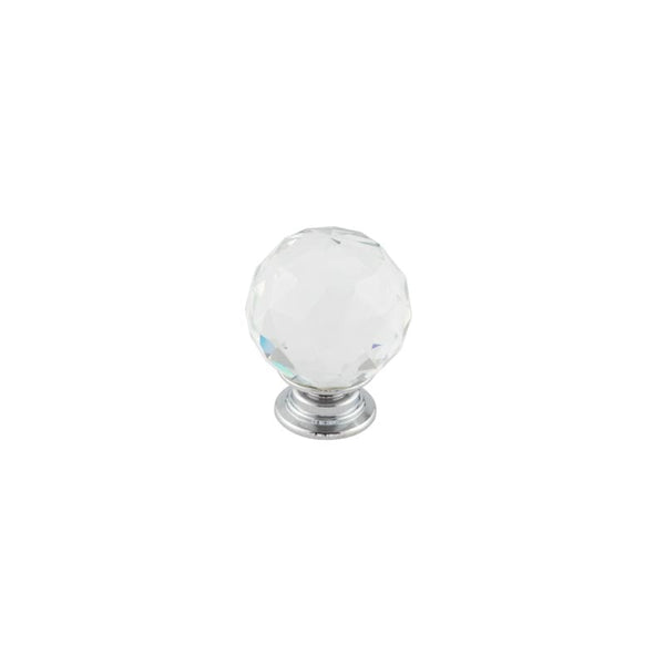 Kontrax Faceted Glass Cupboard Knob 30mm Satin Nickel - JH4155-30SN - Choice Handles