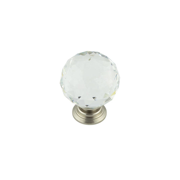 Jedo - 40mm Satin Nickel Faceted Glass Ball Knob - JH4155-40SN - Choice Handles
