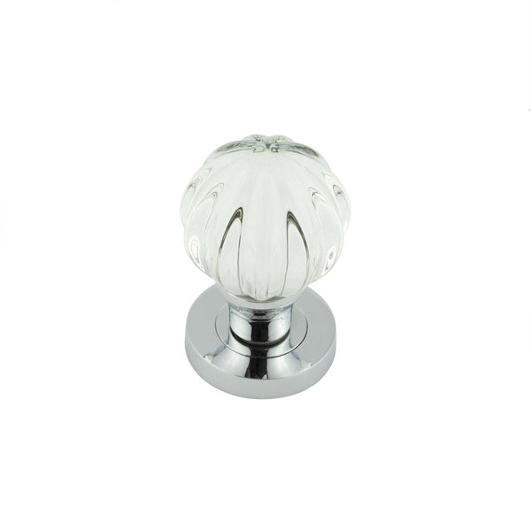 Jedo Pumpkin Glass Mortice Knob - Polished Chrome - JH4202PC