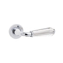 Frelan - Fluted Glass Door Handles On Round Rose - Polished Chrome - JH5312PC - Choice Handles
