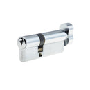 30x70mm 5 Pin Euro Profile Offset Cylinder & Turn, Keyed to Differ with 3 Keys - Polished Chrome - Choice Handles