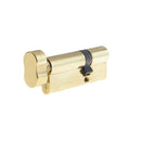 35x45mm 5 Pin Euro Profile Offset Cylinder & Turn, Keyed to Differ with 3 Keys - Polished Brass - Choice Handles