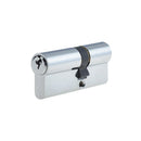 45x55mm 5 Pin Euro Profile Offset Double Cylinder, Keyed to Differ with 3 Keys - Polished Chrome - Choice Handles