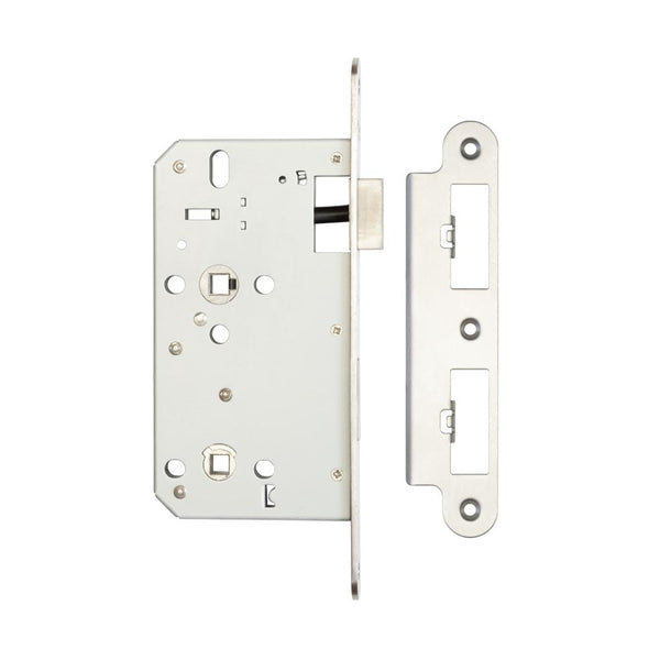 Jedo 72mm Din Bathroom Locks 60mm backset radiused Satin Stainless Steel - JL-DB60RSSS - Choice Handles