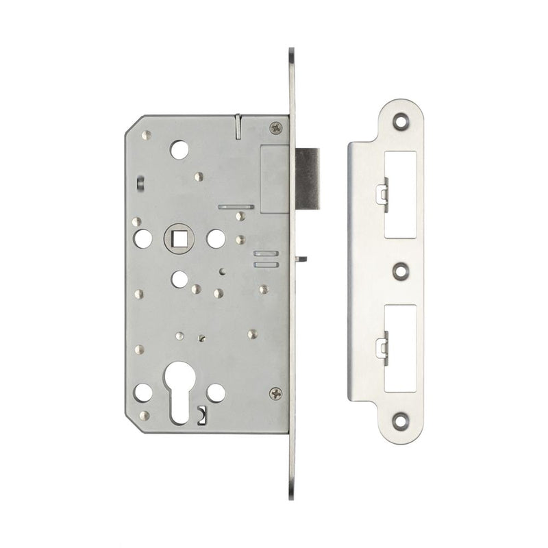 Jedo Architectural 72mm Din Nightlatches 60mm backset radiused Satin Stainless Steel - JL-DNL60RSSS - Choice Handles