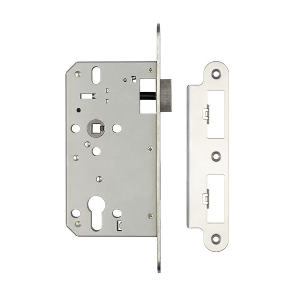 Jedo 72mm Din Sashlocks 60mm backset radiused Satin Stainless Steel - JL-DS60RSSS - Choice Handles