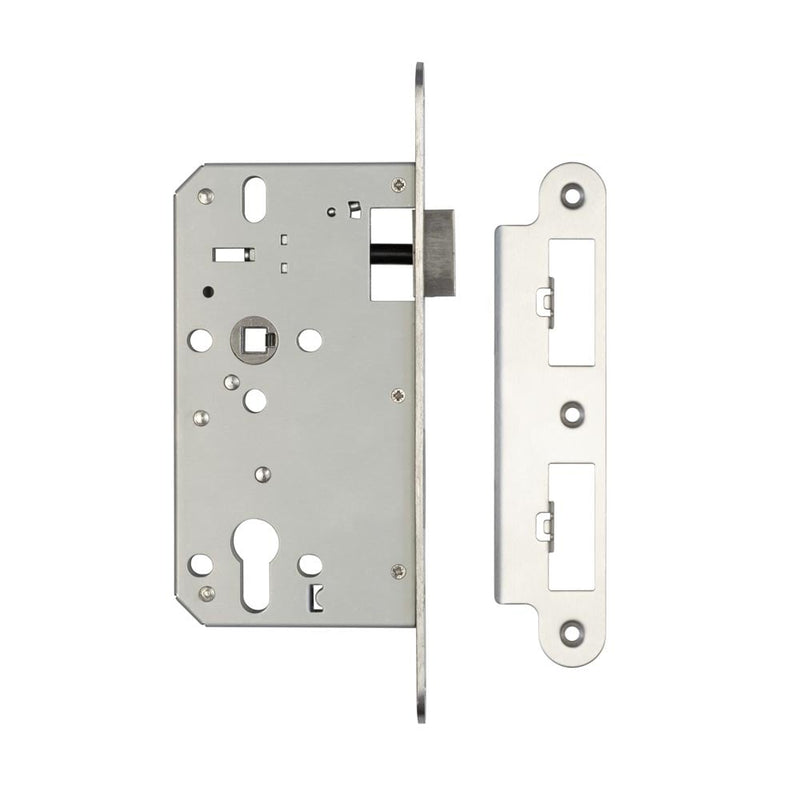 Jedo 72mm Din Sashlocks 60mm backset radiused Satin Stainless Steel - JL-DS60RSSS - Choice Handles