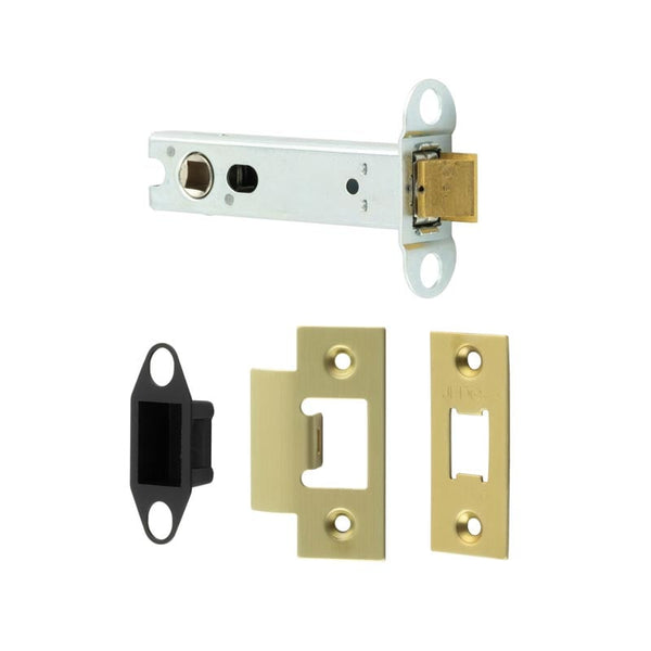 Jedo Heavy Duty Tubular Latches - 45 Degree Short Travel 102mm Satin Brass - JL-HDT102SB - Choice Handles